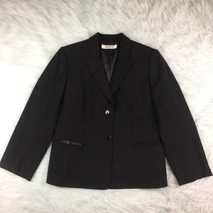 Tahari Blazer Pin Stipe Jacket Women’s 14 Black